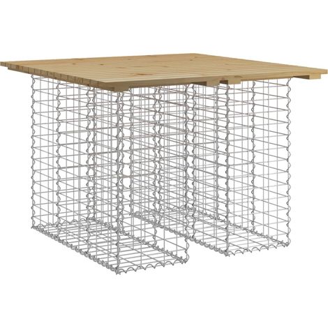 Table de jardin Table d'extérieur Gabion Design 100x102x72 cm Bois de pin imprégné (1/5)