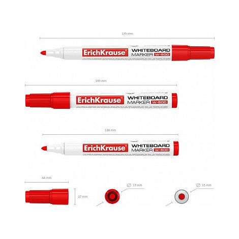 MARCADOR PIZARRA BLANCA W-500, COLOR: ROJO ERICH KRAUSE 12847