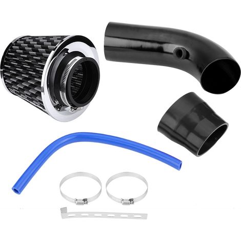 Kit di aspirazione aria fredda Keenso, 76 mm (3 pollici), filtro di aspirazione aria fredda universale per auto, kit tubo di induzione in alluminio (fibra di carbonio nera) (1/5)
