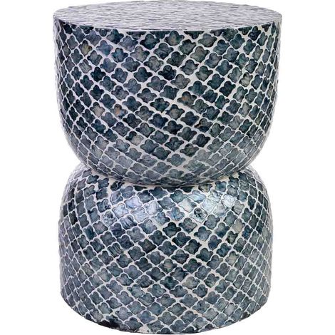 Taburete de madera y capiz gris d35,5x46h cm (1/5)
