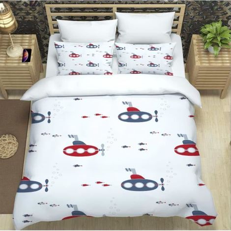 Parure de Lit 3pcs pour Enfant - Housse de Couette (140x200) + Taie d'oreiller (50x75x2) - WOVTE -blanc