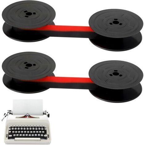2 Pièces GR1 Ruban pour Machine à Écrire, Ruban de Machine à Écrire Double Paquet, Ruban Machine a Ecrire en Nylon, Compatible avec les Modèles Classiques Typewriters de 10 Mètres Chacun, Noir & Rouge (1/5)