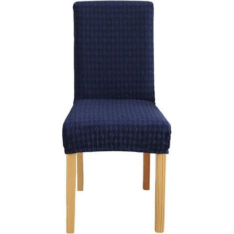 Housses De Chaises Tricotées, Housse De Chaise Jacquard Pour La Maison, Le Restaurant, Les Banquets Et Les Chaises À Haut Dossier (Bleu, 1 Pcs) (1/5)