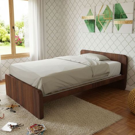 Letto una piazza e mezza con rete, ideale per camerette - Noce canaletto