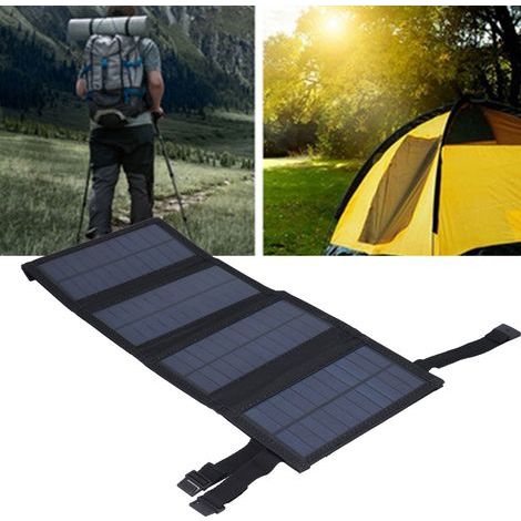 20-W-tragbares, faltbares USB-Solarpanel, polykristallines Outdoor-Ladegerät, Schwarz (1/5)