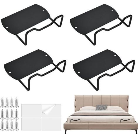 Lot de 4 supports de matelas antidérapants - Pour cadre de lit massif, lit à sommier tapissier - Antidérapants - Sans perçage - Noir (1/5)