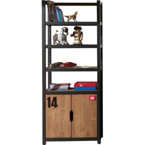 Bibliothèque Enfant "Alex" 200cm Marron & Noir (1/3)