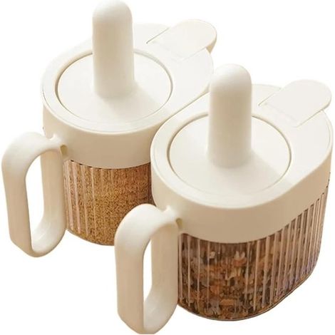Ensemble de pots à épices - 2 pièces - Salière - Pot à épices - Avec cuillère coulissante - Récipients de rangement pour épices (1/5)