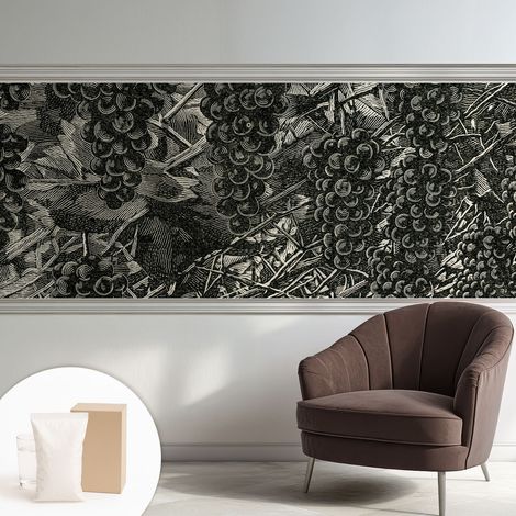 Papier peint intissé décoratif avec colle pour salon chambre et bureau Installation rapide Imprimé raisin 250x104 cm (1/5)