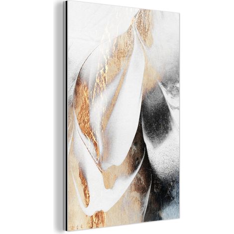 CUADRO DE METAL Lujo - Abstracto - Oro - Blanco Cuadros Para Dormitorio 60x90 (1/5)
