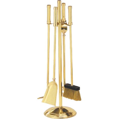 Serviteur de cheminée en laiton 4 pièces – Hauteur 70 cm – Ensemble d'accessoires pour entretien foyer – Design élégant – Lienbacher