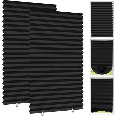 Lot de 2 rideaux occultants temporaires 150 x 60 cm – Installation sans perçage avec 4 clips – Tissu haute densité pour isolation thermique (1/5)