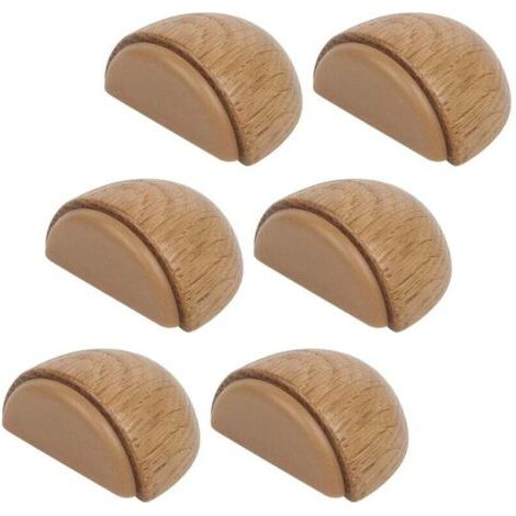 Lot de 6 Butée de Portes - Arrêt de Porte Adhesive en Bois pour Sol et Parquet – Stop Porte Adhésif - Butoir de Porte (Chêne Naturel) (1/4)