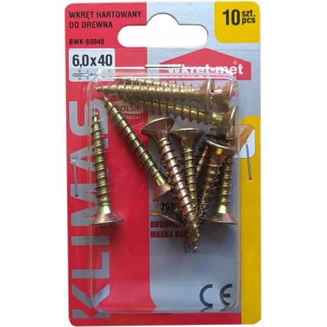 Viti per legno temprate 6x40mm 10 pezzi PZ3 oro