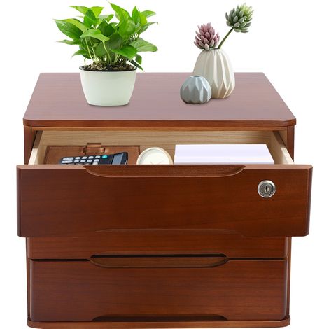 Boîte de rangement pour bureau - Classeur de bureau, boîte de rangement en bois massif avec serrure, commode rustique, organiseur de tiroirs de bureau et accessoires, classeur verrouillable (taille : (1/5)