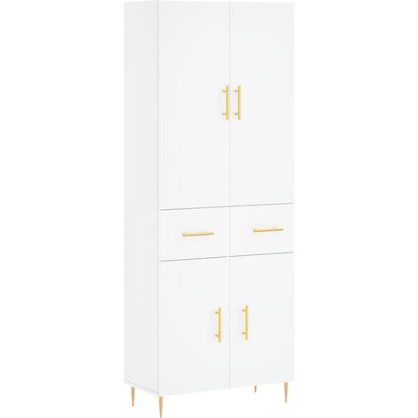 Aparador cómoda mueble de almacenaje organizador cocina salón salón alto 695 x 34 x 180 cm madera de ingeniería blanco 020032665