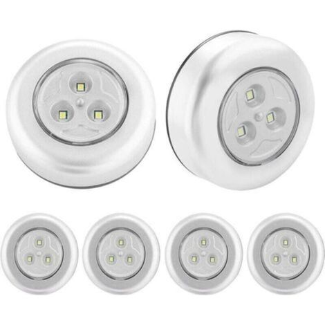 Veilleuses LED adhésives sans fil – Lot de 6 unités, alimentées par piles AAA, idéales pour armoires, étagères, entrées et cuisines (1/5)