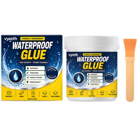 Adhésif transparent et imperméable Vyreth pour sceller et combler les interstices dans les murs, les panneaux de bois et les appuis de fenêtre (100 g + pinceau) (1/5)