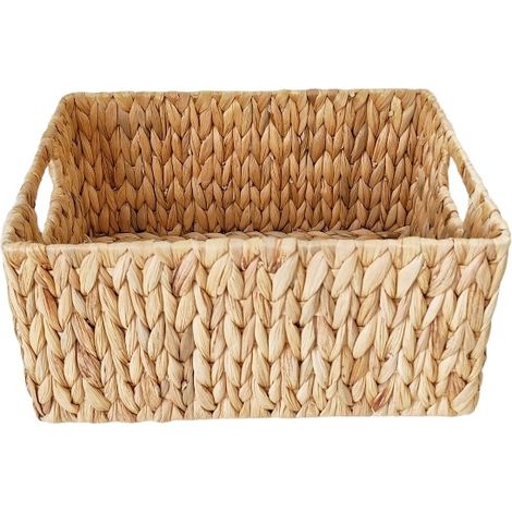 Panier de Rangement Tressé en Jacinthe d’Eau et Herbe de Mer – Boîte de Stockage à Couches pour Coin, Corbeille de Rangement et Panier à Snacks Décoratif (1/4)