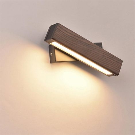 Applique murale LED pivotante bois noyer lampe chevet aluminium chambre couloir (1/5)