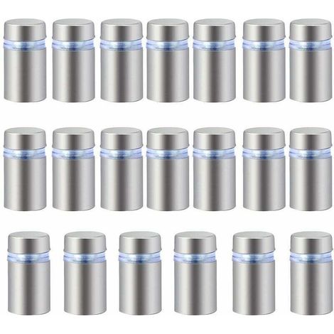 20 Stück Edelstahl-Werbeschrauben, Glasabstandshalter, Befestigungsschrauben, Schilder- und Werbenägel, Hardware-Befestigungsschrauben, rahmenlose Abstandshalterklemmen für Glas, 12 x 20 mm