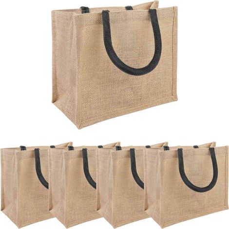 Bolsas de yute 5 pcs Natural y negro 26 x 22 x 14 cm vidaXL (1/4)