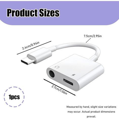 USB-C-auf-3,5-mm-Kopfhöreranschluss-Adapter mit 60-W-Schnellladefunktion, Hi-Res-Kopfhöreradapter, kompatibel mit iPhone 16/17 Pro Max, iPad Pro, Galaxy S24/S23/S22/S21 Ultra, Huawei und Xiaomi (1/4)