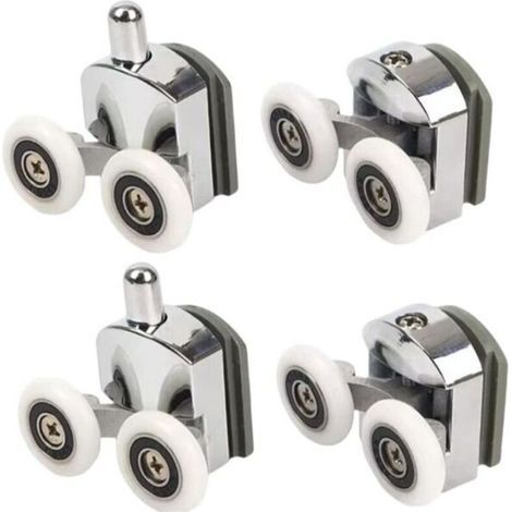 YMYNY Roulettes de douche avec double porte coulissante, 4 pièces (2 supérieures + 2 inférieures) (23 mm - 2 en haut + 2 en bas) (1/4)