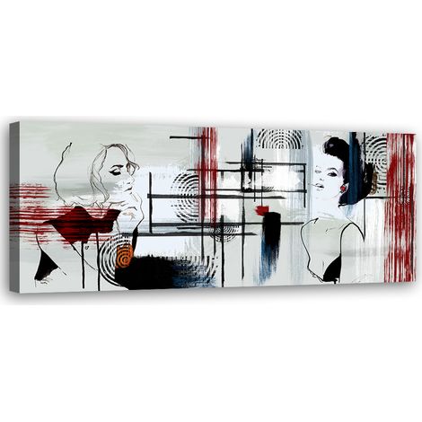 Tableau sur toile Deux femmes abstraites 90x30 (1/5)