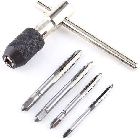 Gewindebohrfutter mit 4 geraden Gewindebohrern M3/M4/M5/M6 (1/5)