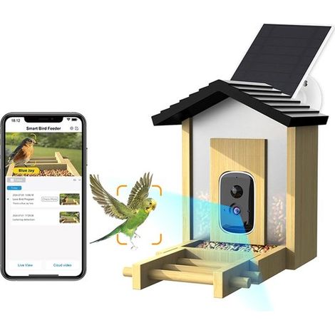 Vogelfutterhaus mit Kamera und Solarpanel – Live-App-Verbindung – HD-Bildqualität – Wetterfest – Für Garten und Balkon (1/5)