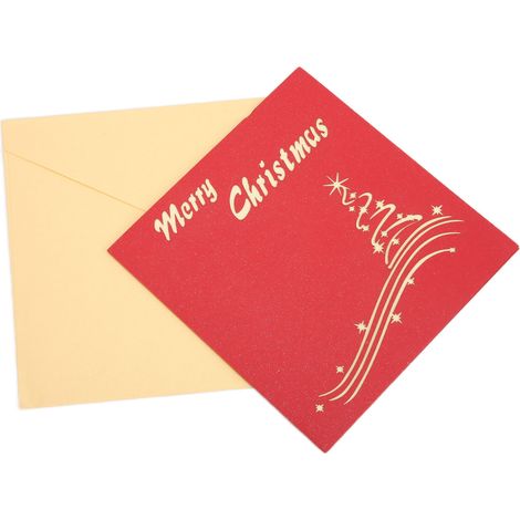 Greeting Card Three Dimensional Christmas Special Shape Decorative Paper with EnvelopeRed 3D Christmas Tree (1/5)