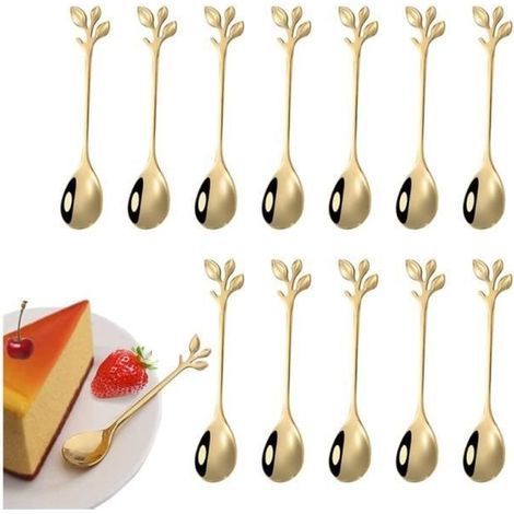 12-teiliges Dessertlöffel-Set – Blattdesign – Hitzebeständig – Spülmaschinenfest (1/4)