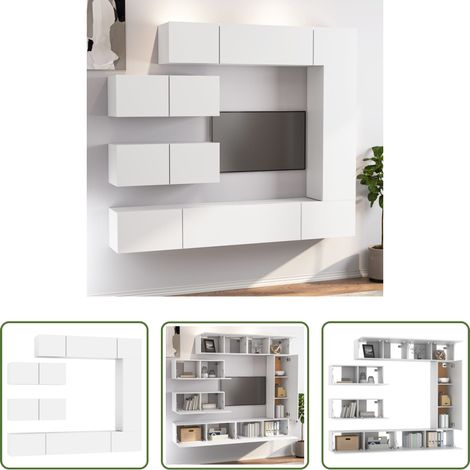 Meuble tv classique -  Ensemble de meubles TV 7 pcs Blanc Bois d'ingénierie (1/5)