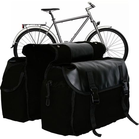 Set di borse laterali per bicicletta, borsa doppia impermeabile con copertura, portapacchi in tela, adatto per pendolarismo, cicloturismo e mountain bike. (1/4)