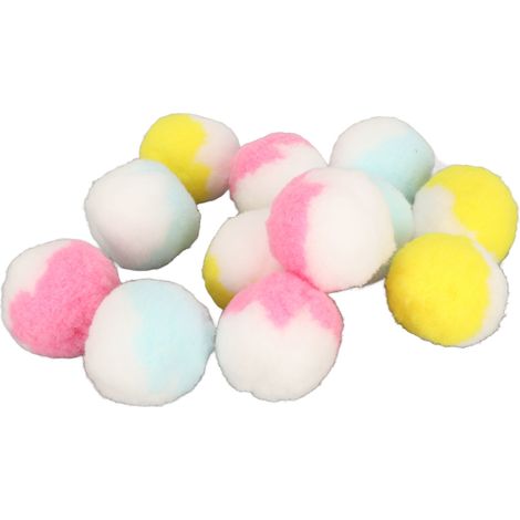 Set mit 12 bissfesten, geräuschlosen und interaktiven Plüsch-Katzenbällen für Kätzchen, zum Spielen und Trainieren. 4,5 cm Durchmesser, kontrastierende Farben. (1/5)