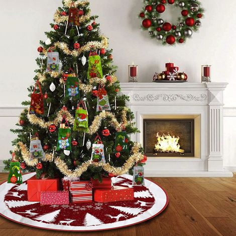 Ardoise Pour Arbre De Noël - Tapis Rond 75 cm - En Polyester Rouge - Pour Décoration Intérieure Et Extérieure - 1 Pièce (1/5)