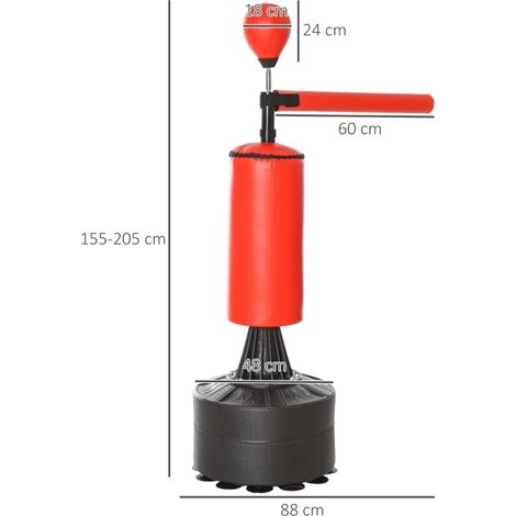 Sacco da boxe su piedistallo con palla reflex, barra a 360°, base a ventose, 155-205 cm DESVIAE (1/4)