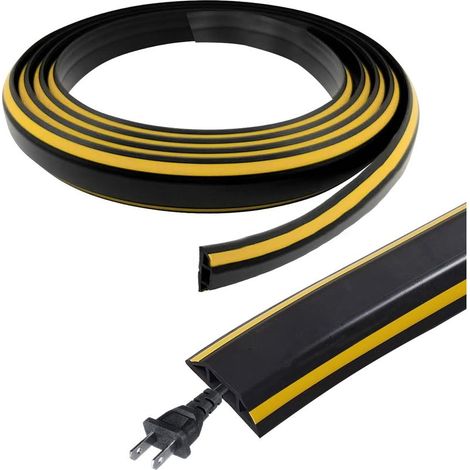 300 cm self-adhesive floor cable tray, flexible PVC cable protection ramp, black, floor cable management protection for offices, apartments, warehouses, concerts, etc. (1/5)