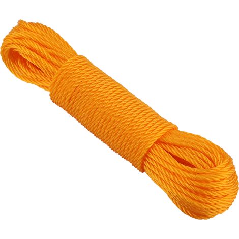 Corde à linge en nylon de 20 m, idéale pour le jardin, le camping et les activités de plein air (orange) (1/5)