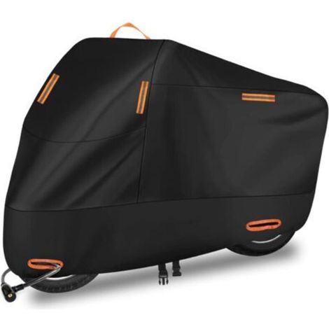 Housse de Moto 210D, Housse de Moto réfléchissante Quatre Saisons extérieure imperméable, Bande Coupe-Vent, Protection Solaire, avec revêtement UV (L) (1/5)