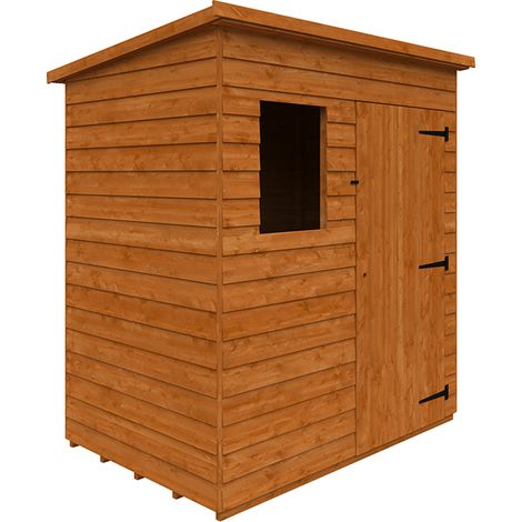 6 x 4 Feet Budget Pent 9mm Shed - Solid Wood/Softwood/Pine - L175 x W115 x H204.1 cm - Burnt Orange