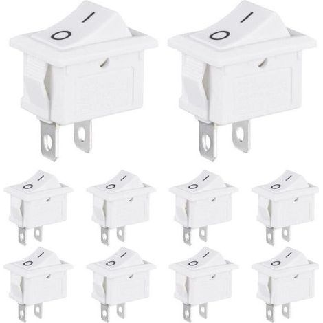 Mini Interrupteur à Bascule 3A 250VAC 6A 125VAC 10x15MM 2 Broches 2 Positions ON/OFF Commutateur SPST pour Bateau Auto Appareils Ménagers (10 Pièces Blanc) (1/4)