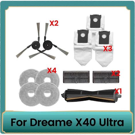 12-teiliges Set für den Dreame X40 Ultra Staubsauger: rotierende Anti-Verwicklungsbürste zum Schneiden von Haaren, Seitenbürste und Filter. (1/5)