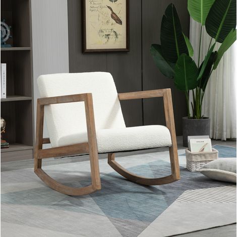 fauteuil à bascule relax polyester crème blanc OKMYHOME (1/4)