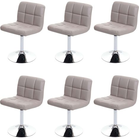 [NON UTILIZZATO] Set 6x sedie lounge girevole elegante imbottita Kavala ecopelle 44x43x76cm grigio tortora