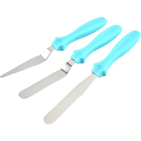 Espátulas para pasteles, aptas para untar glaseado, mantequilla y chocolate (juego de 3, azules). (1/5)