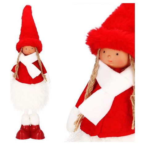 Laleczka natalizia da 50 cm, statuina in piedi di una bambina decorazione.