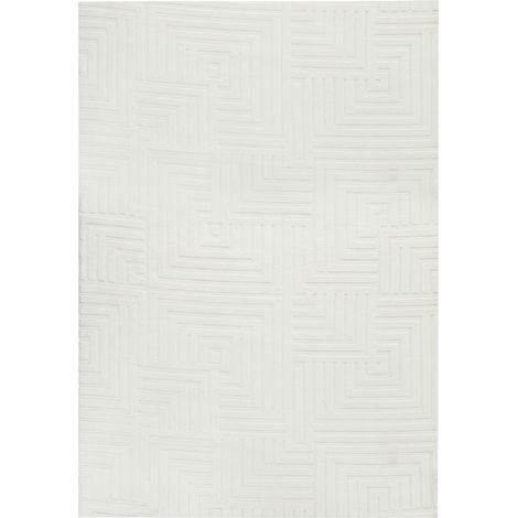 Alfombra para salón estilo moderno forma rectangular jacquard 160 x 230 cm pelo corto blanco crema Tamirel (1/5)