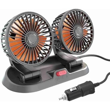 Ventilateur Voiture Ventilateur de Refroidissement de Voiture Double TêTe Connecteur Allume-Cigare RéGlable Circulateur d'air Multifonction pour VéHicules (Type 24V) (1/5)